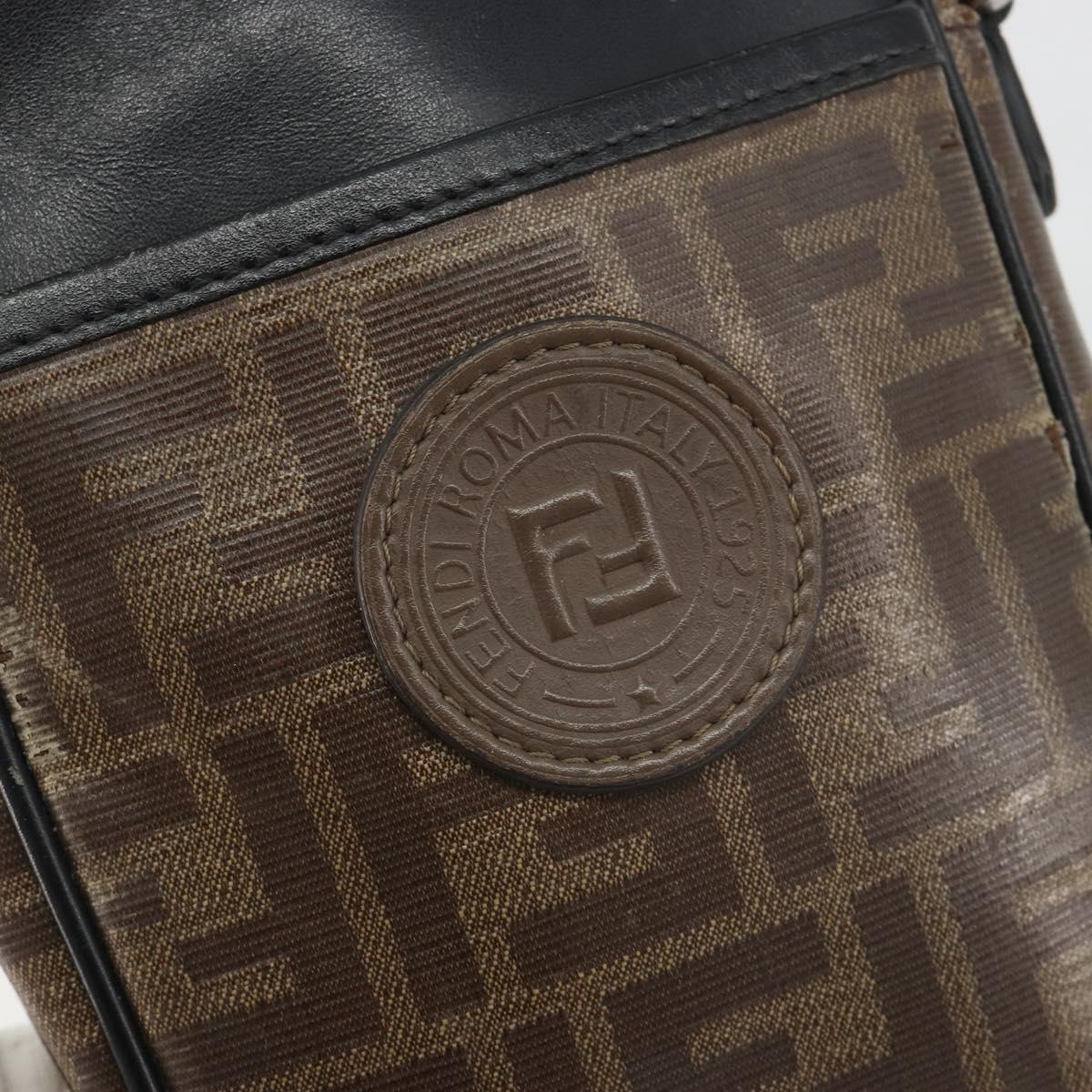 FENDI Zucca Shoulder Bag PVC Leather Brown Silver 7VA456 Auth ka5128