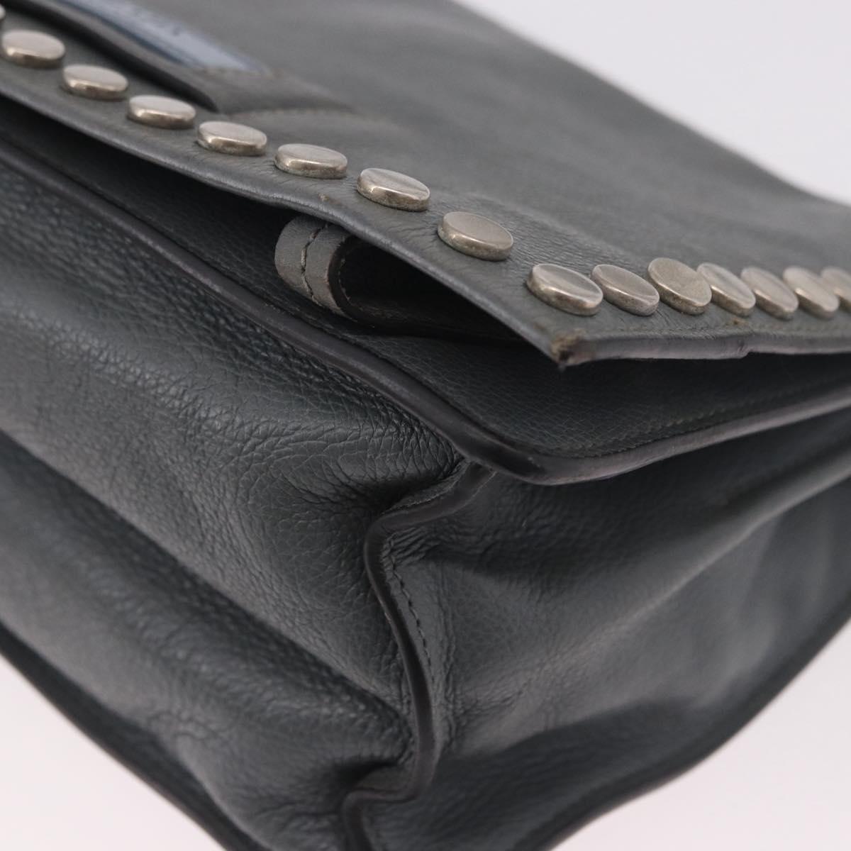 PRADA Shoulder Bag Leather 2way Gray Silver Auth ka5129