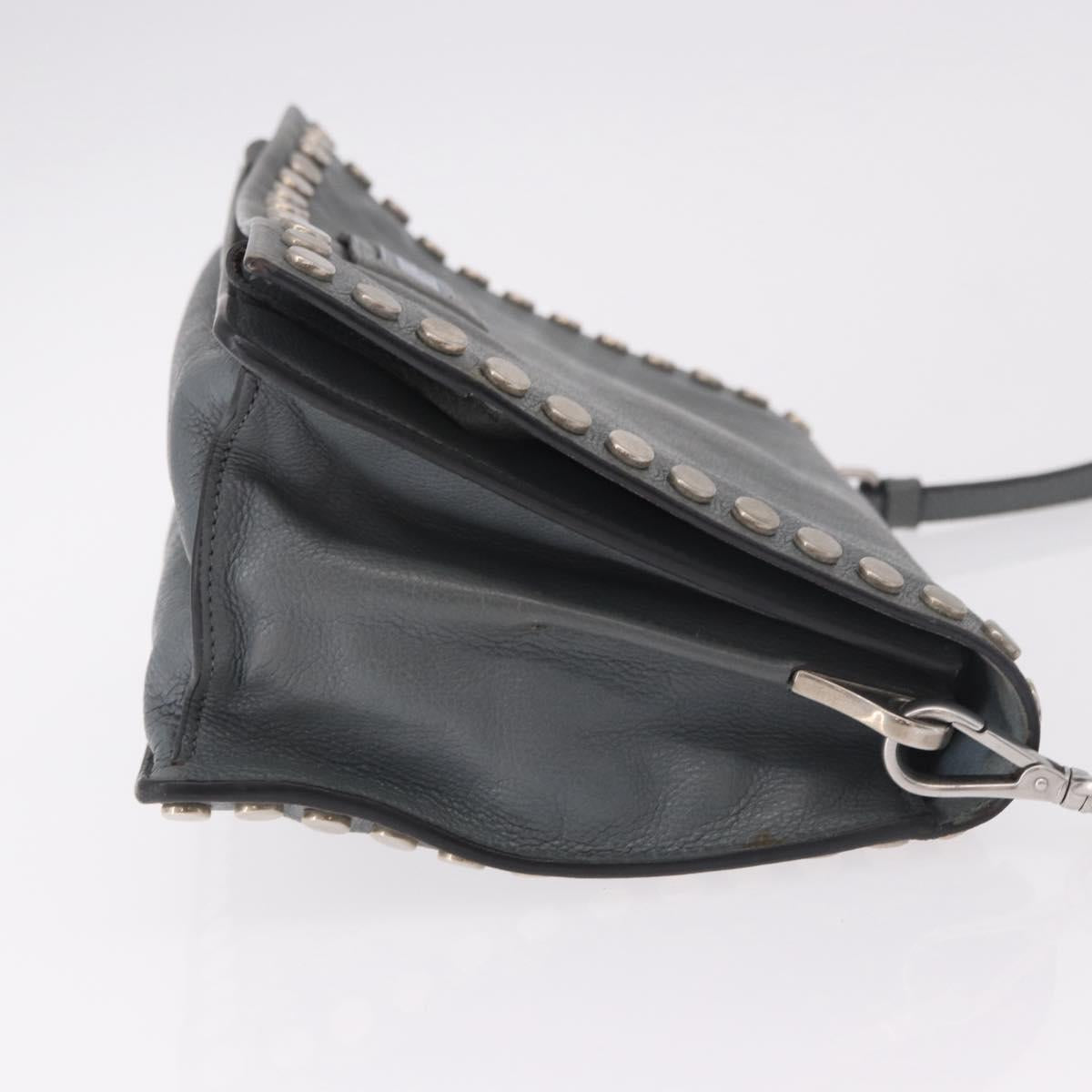 PRADA Shoulder Bag Leather 2way Gray Silver Auth ka5129
