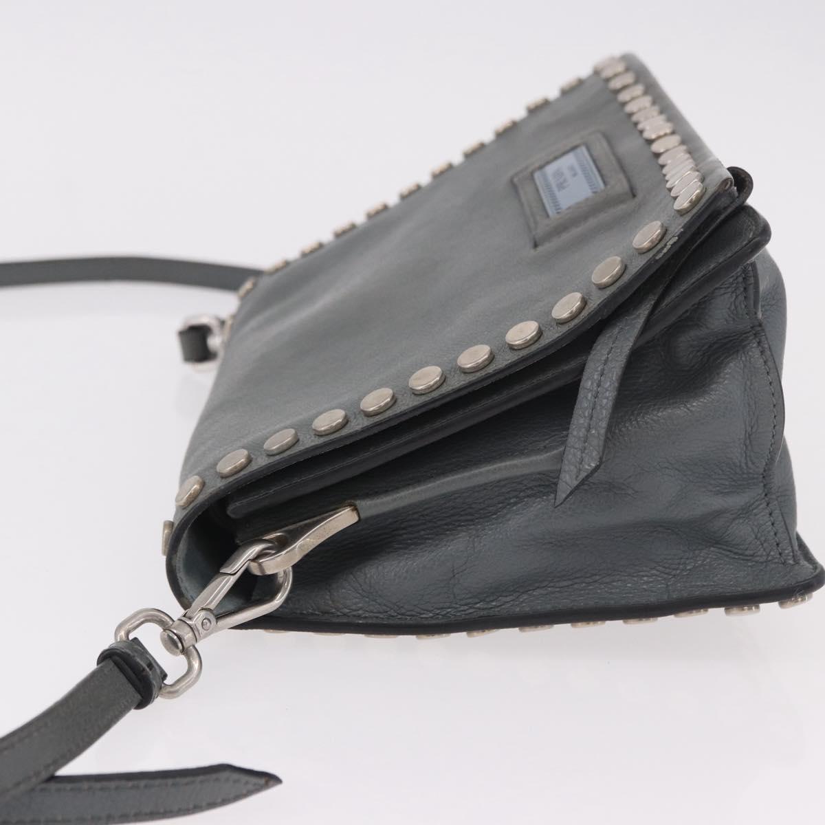 PRADA Shoulder Bag Leather 2way Gray Silver Auth ka5129