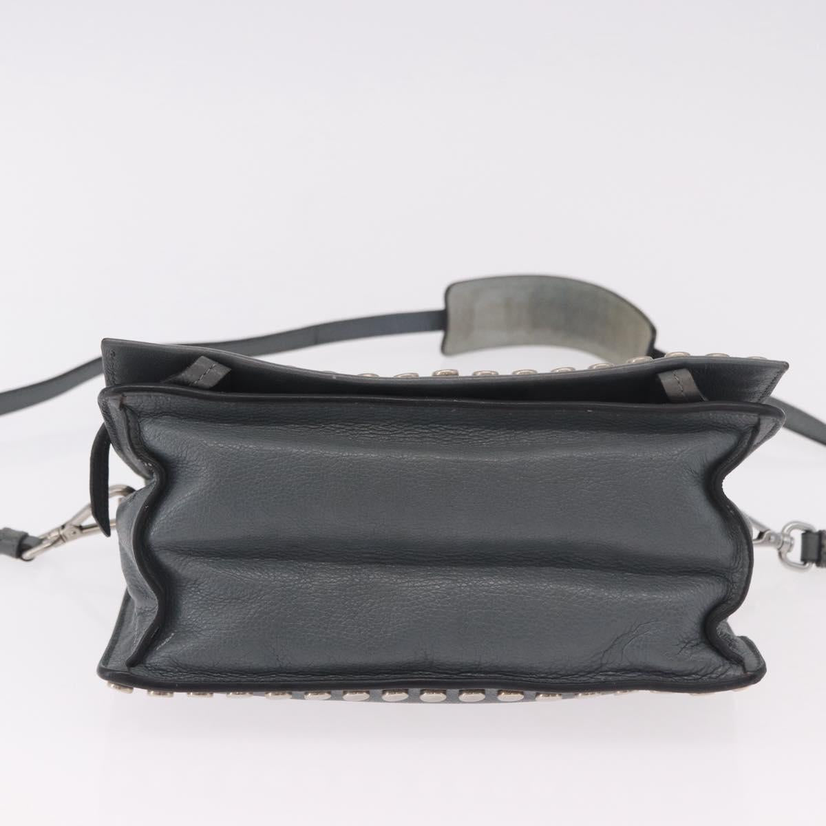 PRADA Shoulder Bag Leather 2way Gray Silver Auth ka5129