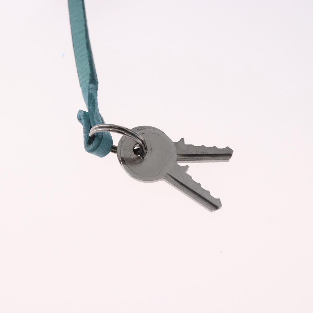 PRADA Shoulder Bag Leather Light Blue Silver Auth ka5130