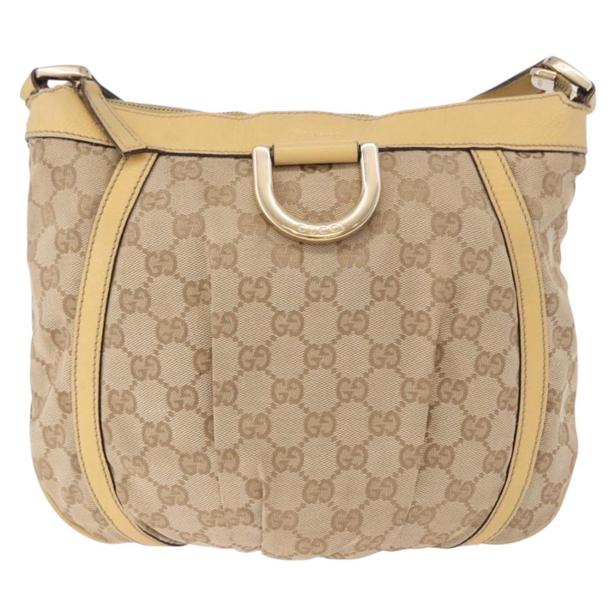 GUCCI GG Canvas Shoulder Bag Beige Gold 203257 Auth ka5131