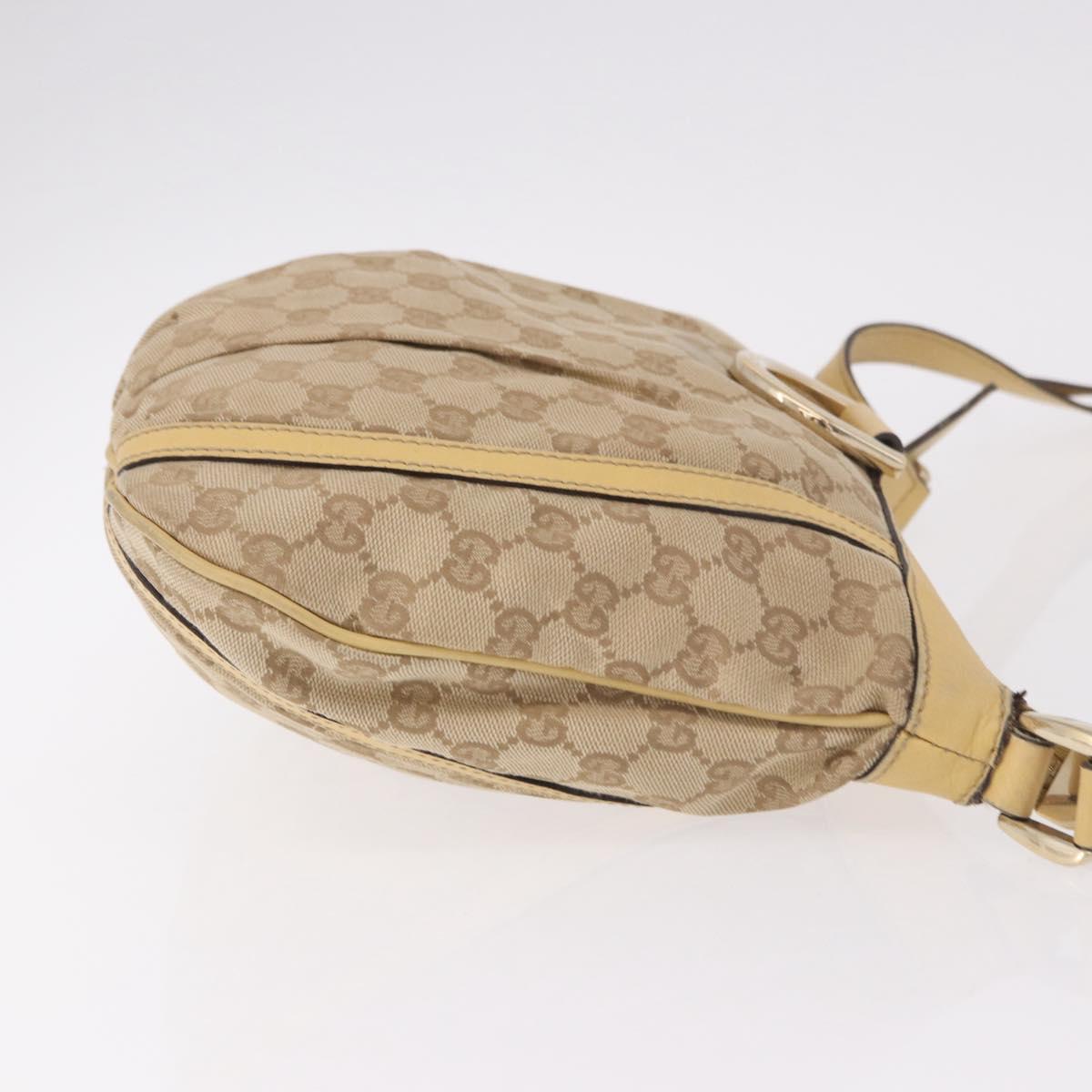 GUCCI GG Canvas Shoulder Bag Beige Gold 203257 Auth ka5131