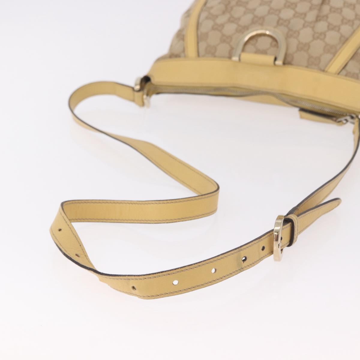 GUCCI GG Canvas Shoulder Bag Beige Gold 203257 Auth ka5131