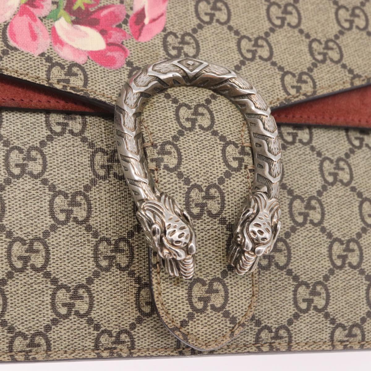 GUCCI GG Supreme Dionysus Chain Shoulder Bag PVC Beige Silver 400249 Auth ka5132