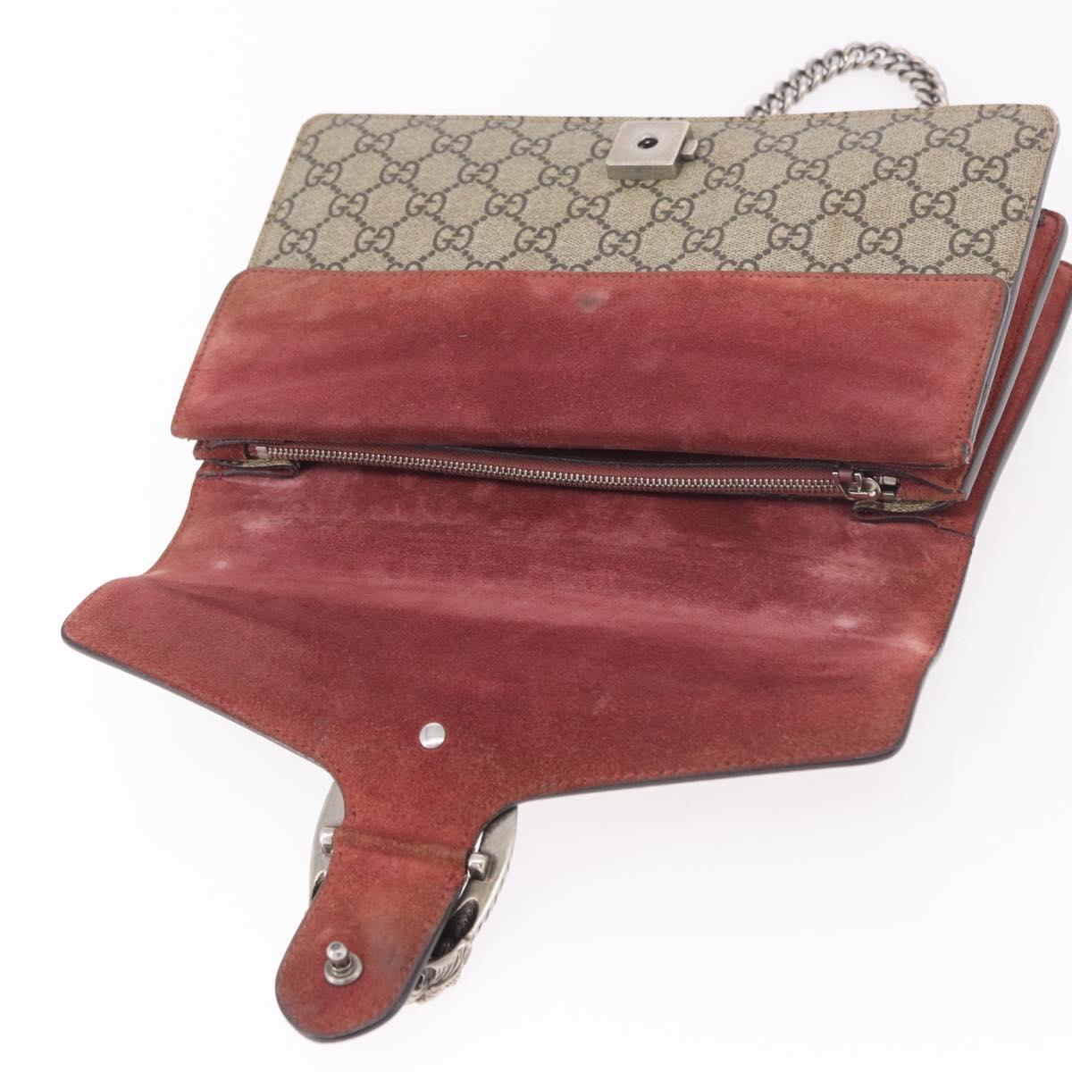 GUCCI GG Supreme Dionysus Chain Shoulder Bag PVC Beige Silver 400249 Auth ka5132