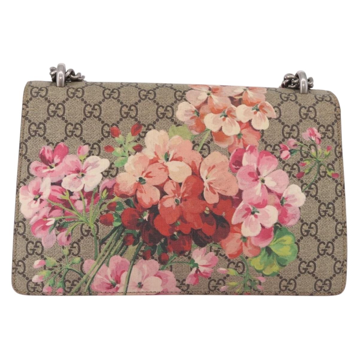 GUCCI GG Supreme Dionysus Chain Shoulder Bag PVC Beige Silver 400249 Auth ka5132