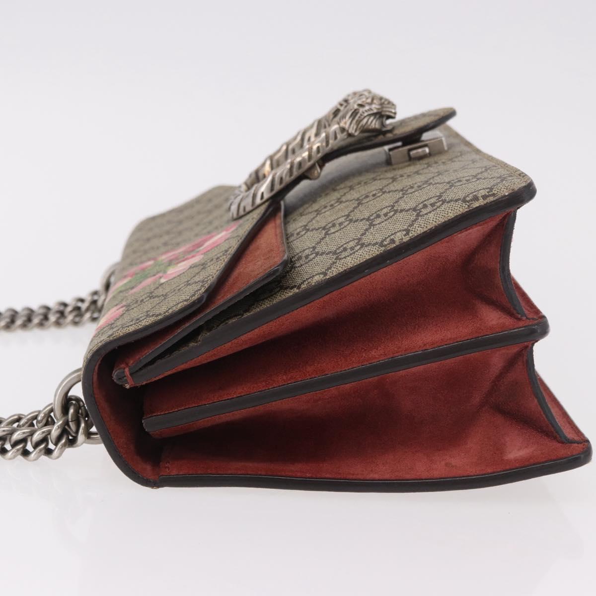 GUCCI GG Supreme Dionysus Chain Shoulder Bag PVC Beige Silver 400249 Auth ka5132