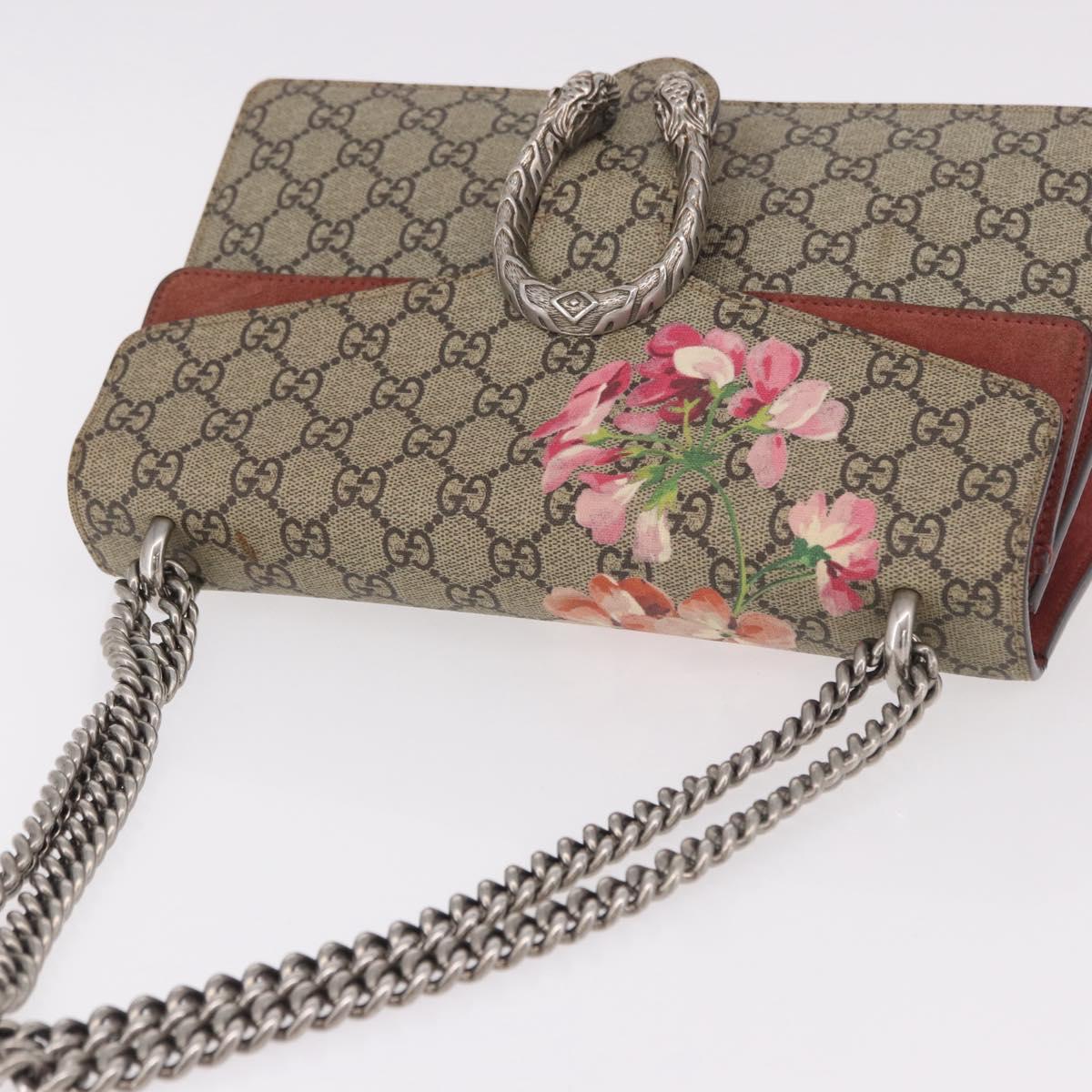 GUCCI GG Supreme Dionysus Chain Shoulder Bag PVC Beige Silver 400249 Auth ka5132
