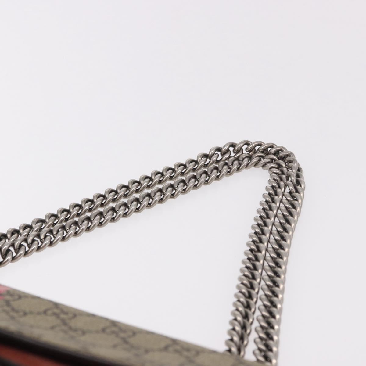 GUCCI GG Supreme Dionysus Chain Shoulder Bag PVC Beige Silver 400249 Auth ka5132