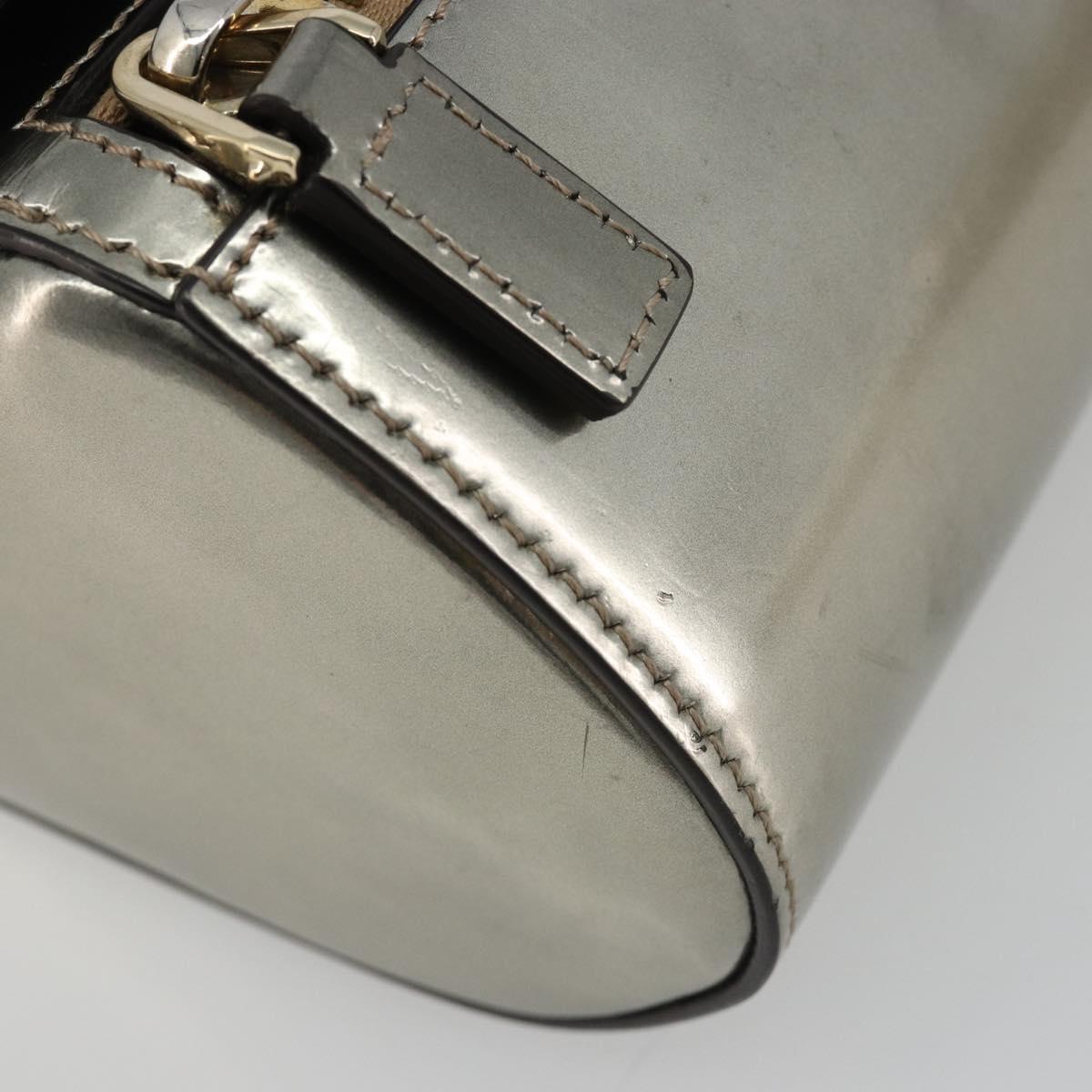 GIVENCHY Shoulder Bag Leather Silver Gold Auth ka5134