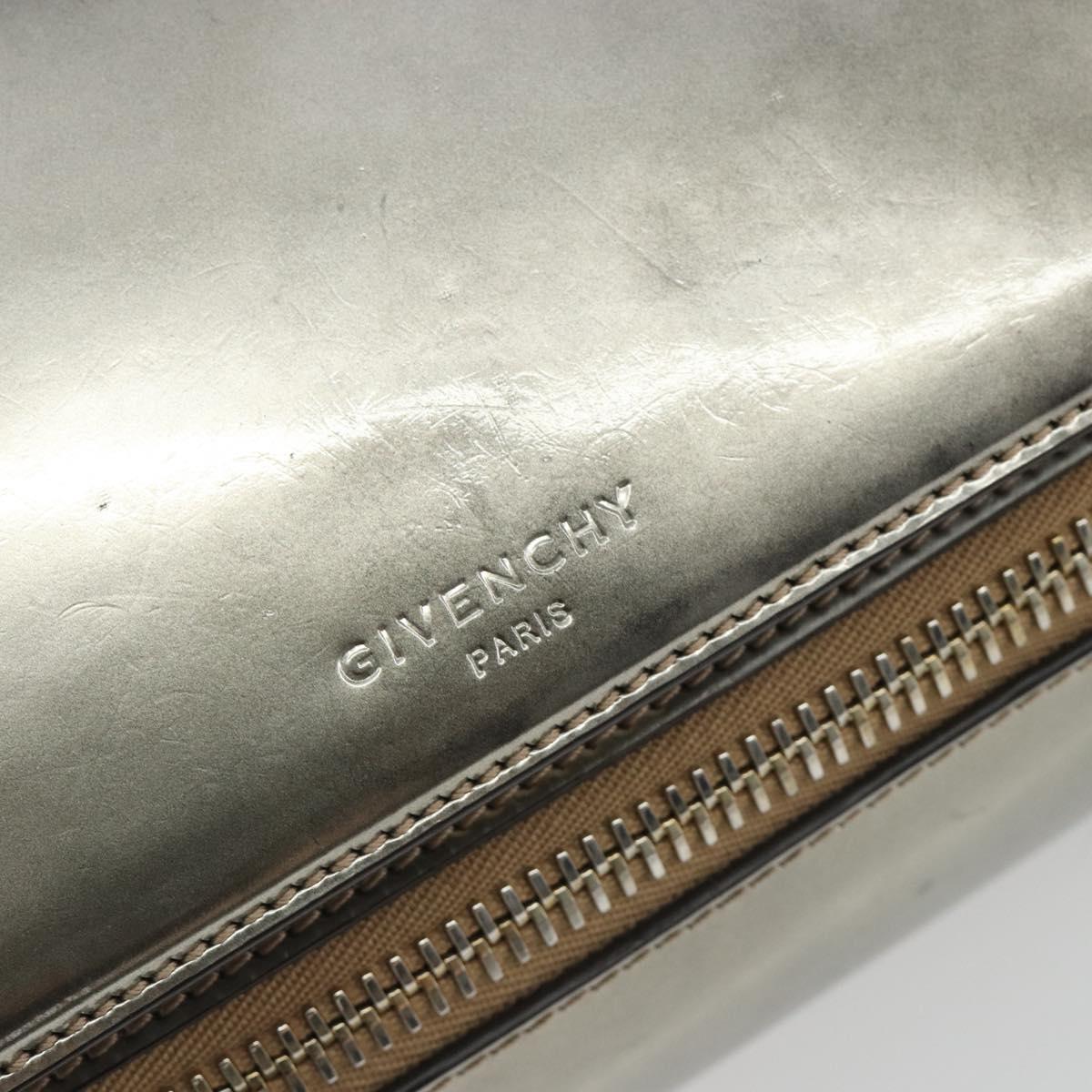 GIVENCHY Shoulder Bag Leather Silver Gold Auth ka5134