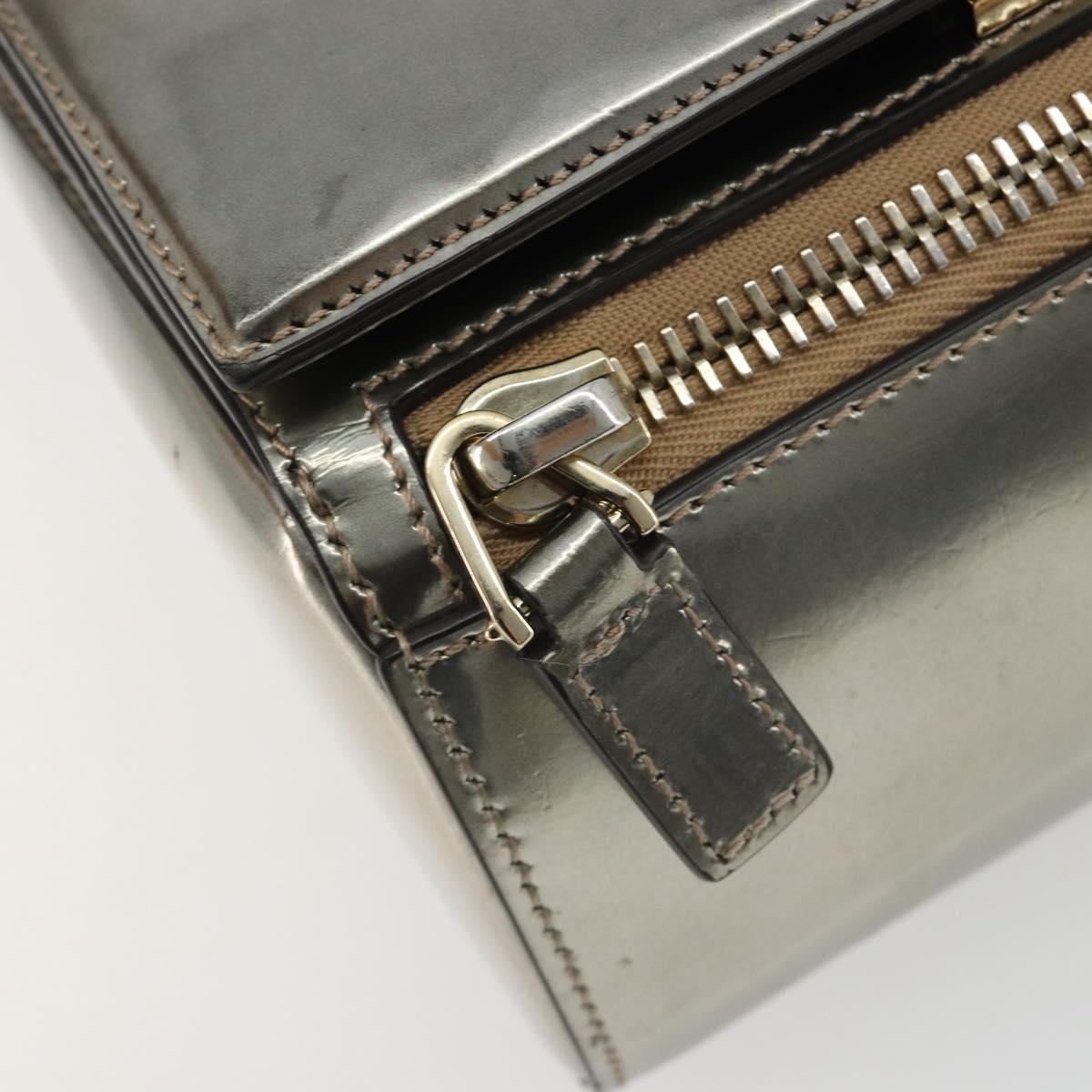 GIVENCHY Shoulder Bag Leather Silver Gold Auth ka5134