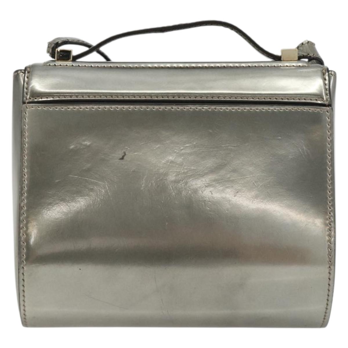 GIVENCHY Shoulder Bag Leather Silver Gold Auth ka5134