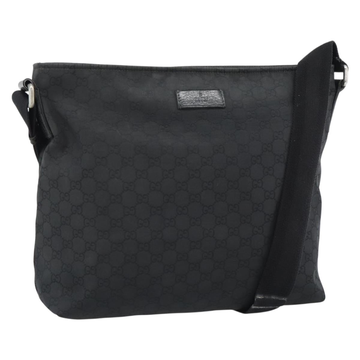 GUCCI GG Canvas Shoulder Bag Black Silver 339569 Auth ka5137