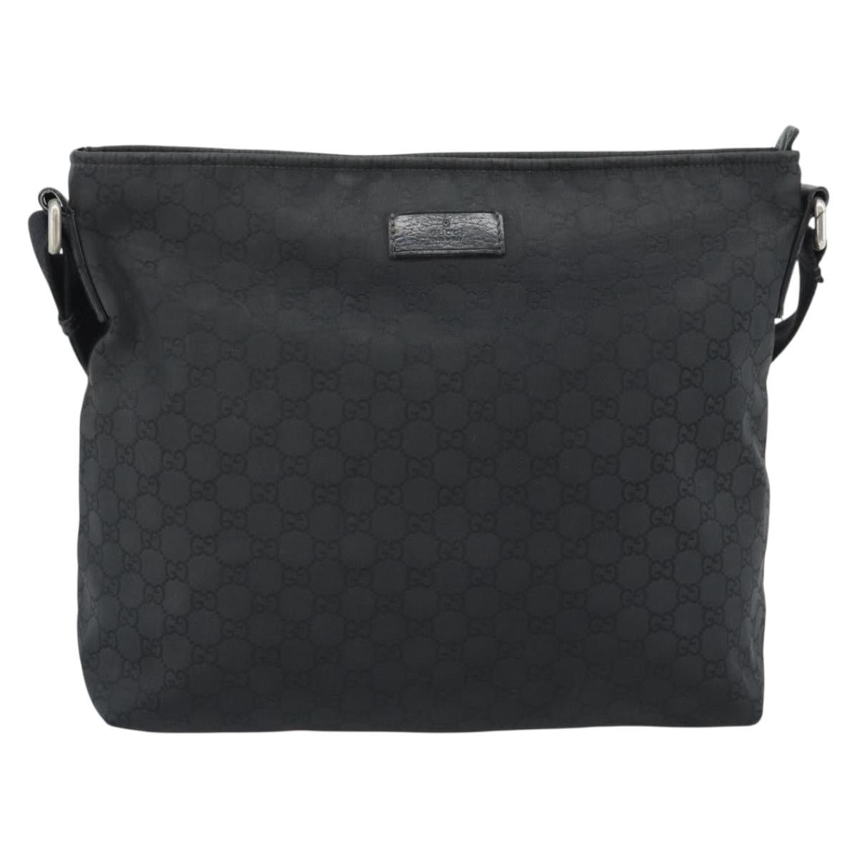 GUCCI GG Canvas Shoulder Bag Black Silver 339569 Auth ka5137