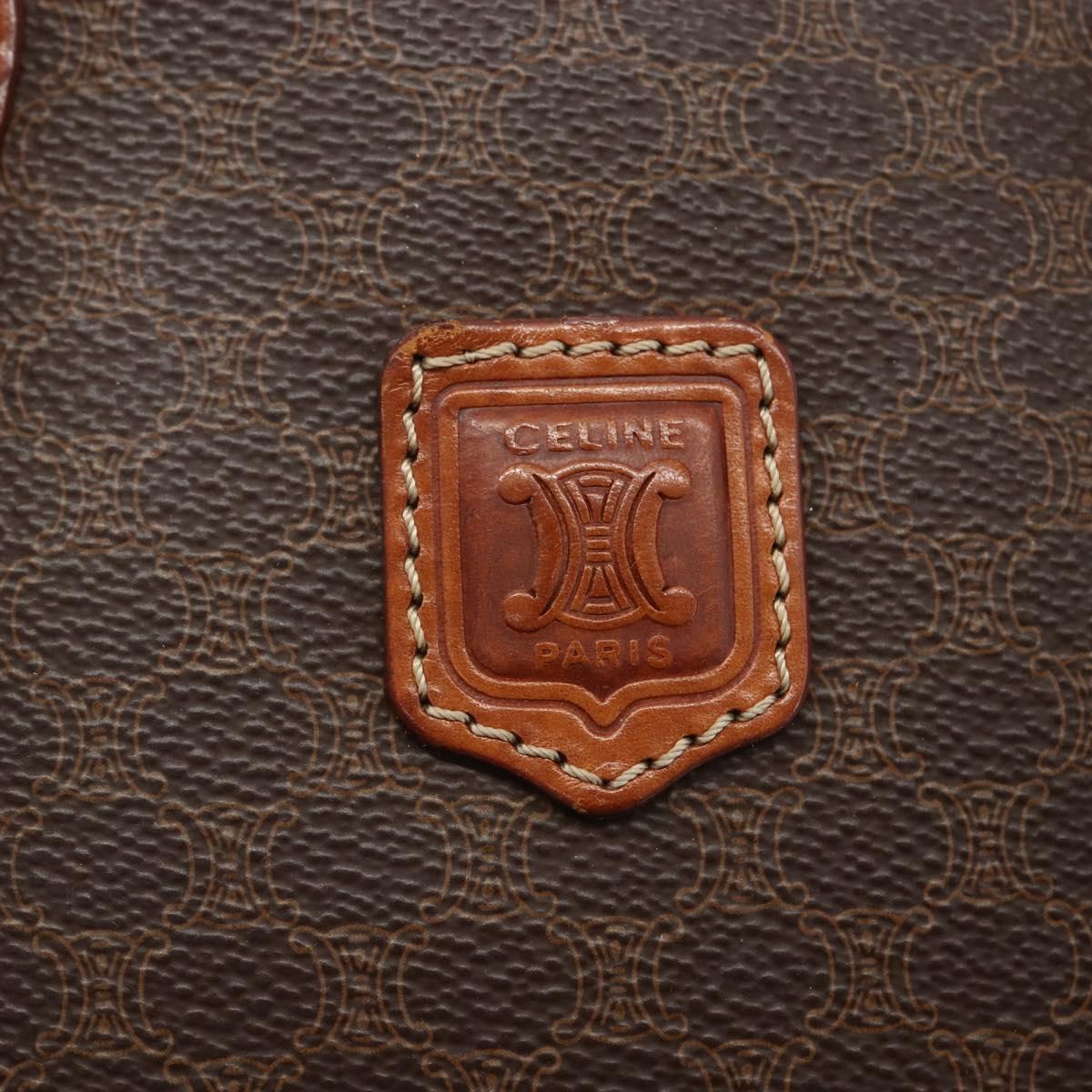 CELINE Macadam Canvas Hand Bag PVC Leather Brown Gold Auth ka514