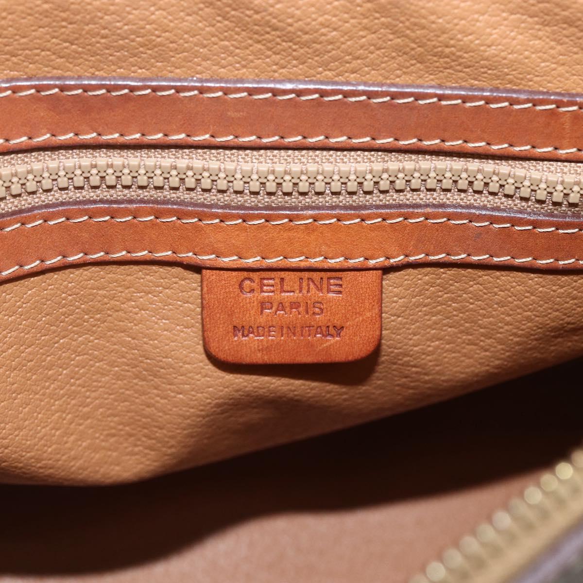 CELINE Macadam Canvas Hand Bag PVC Leather Brown Gold Auth ka514