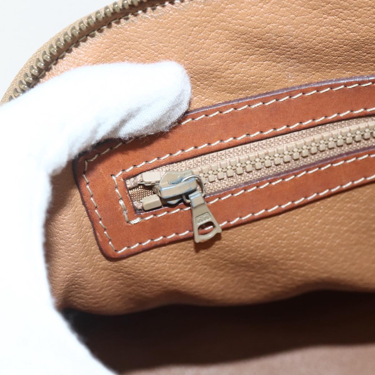 CELINE Macadam Canvas Hand Bag PVC Leather Brown Gold Auth ka514