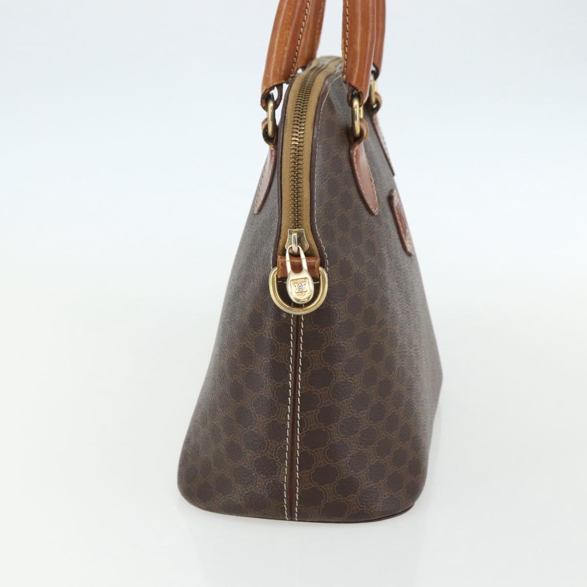 CELINE Macadam Canvas Hand Bag PVC Leather Brown Gold Auth ka514