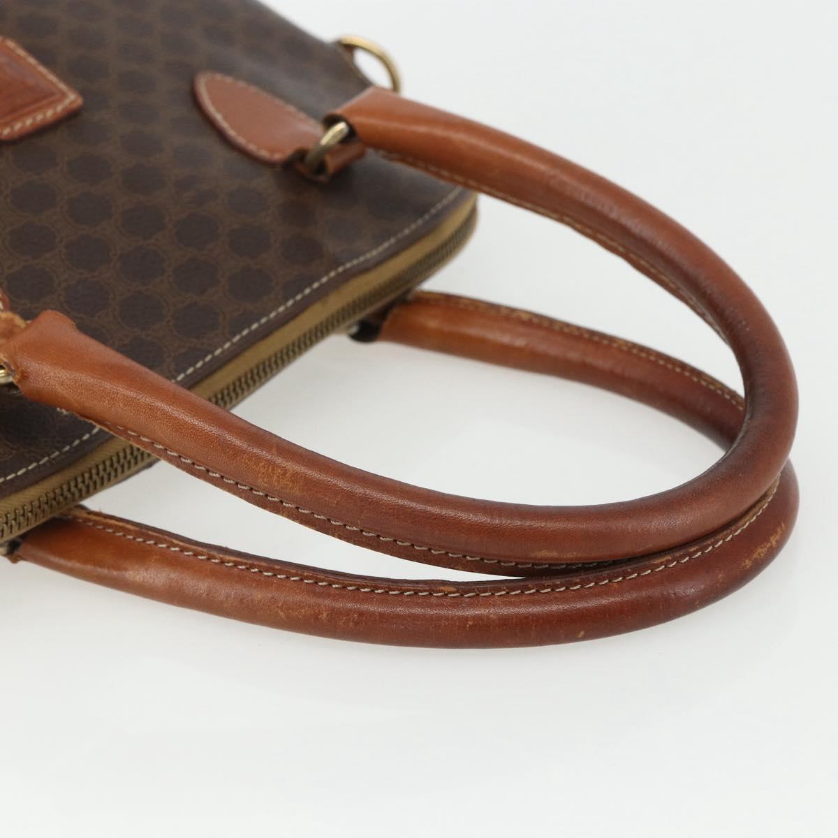 CELINE Macadam Canvas Hand Bag PVC Leather Brown Gold Auth ka514