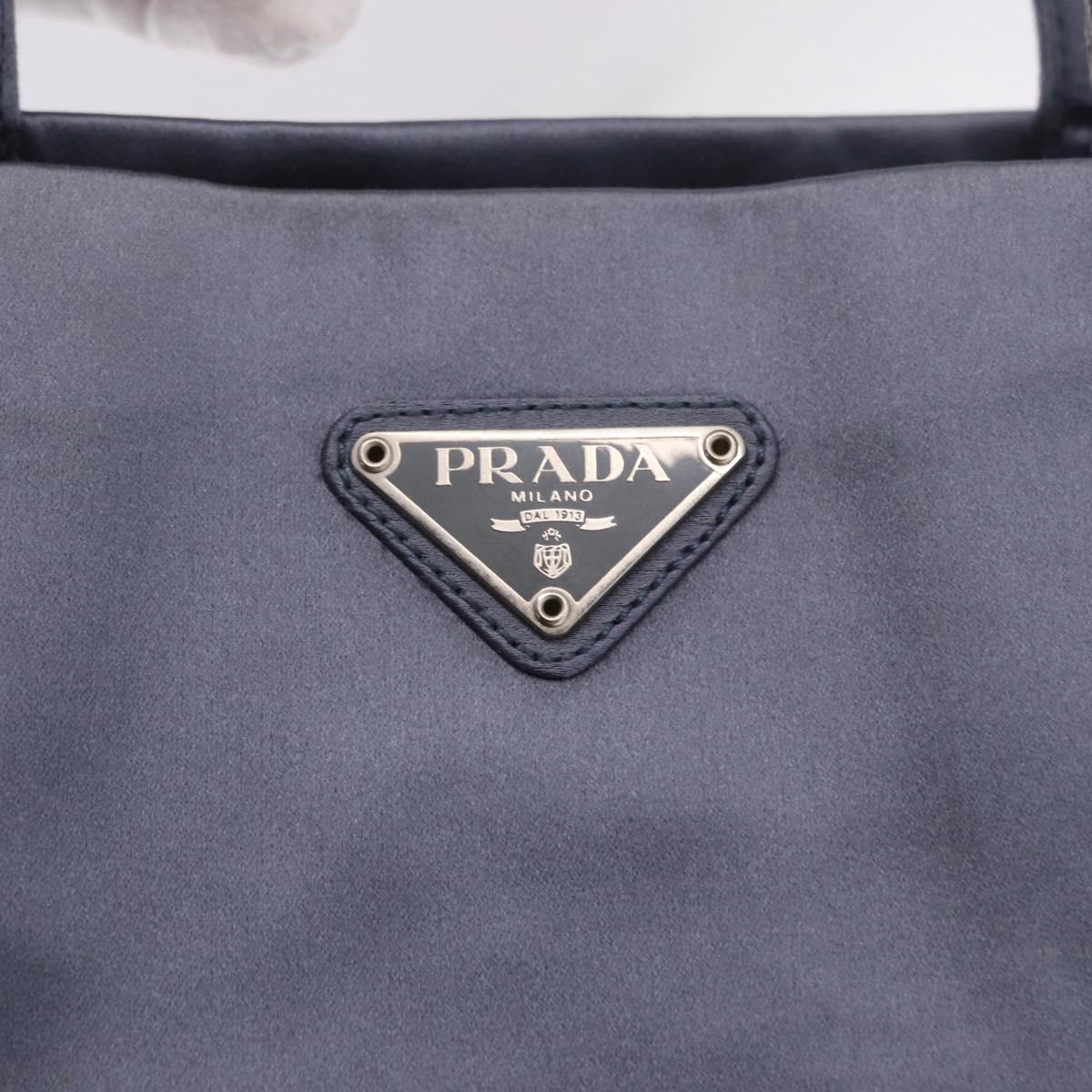 PRADA Hand Bag Satin Blue Auth ka5142A