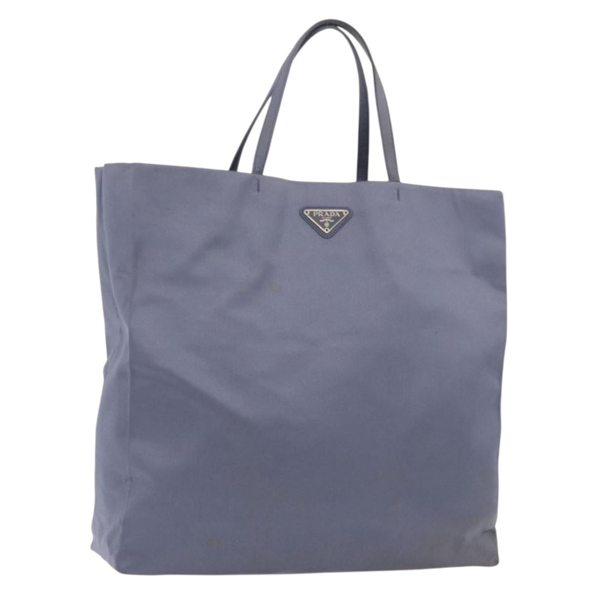 PRADA Hand Bag Satin Blue Auth ka5142A