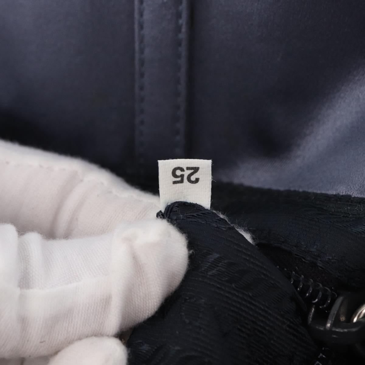 PRADA Hand Bag Satin Blue Auth ka5142A