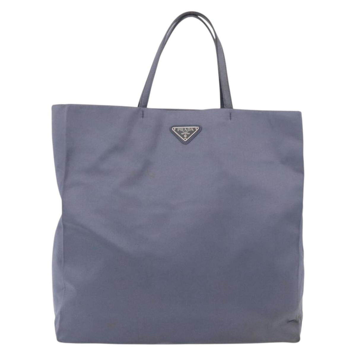 PRADA Hand Bag Satin Blue Auth ka5142A