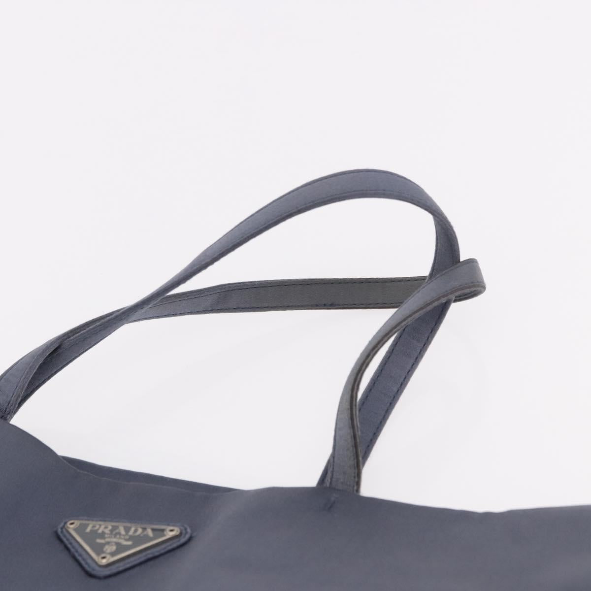 PRADA Hand Bag Satin Blue Auth ka5142A