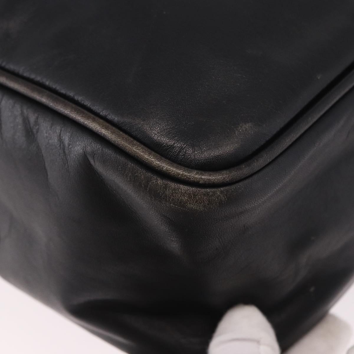 LOEWE Anagram Shoulder Bag Leather Black Gold Auth ka5143