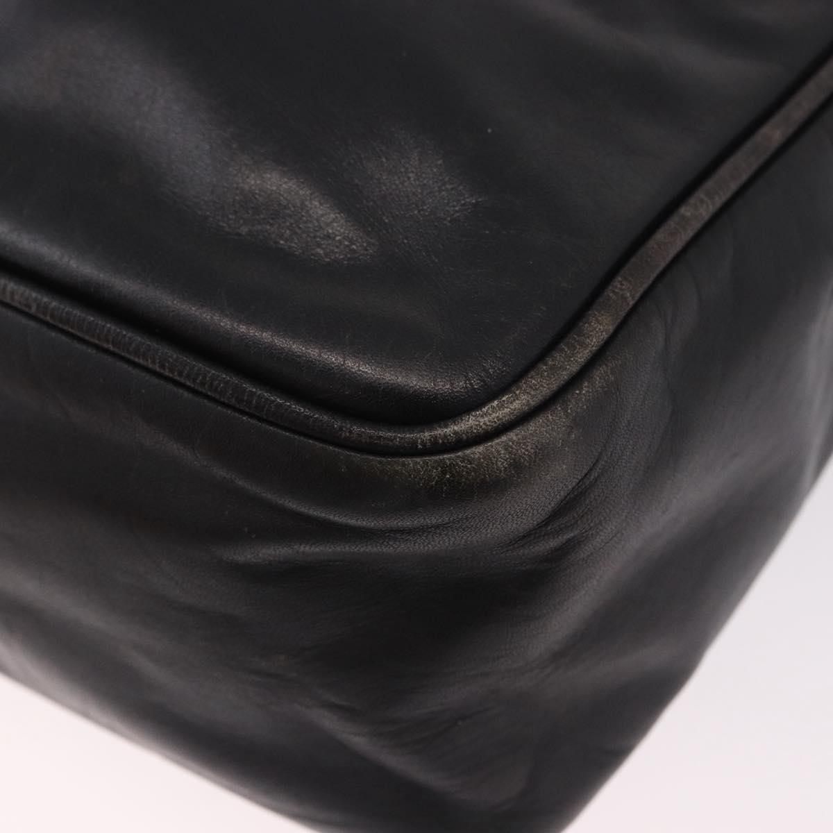 LOEWE Anagram Shoulder Bag Leather Black Gold Auth ka5143