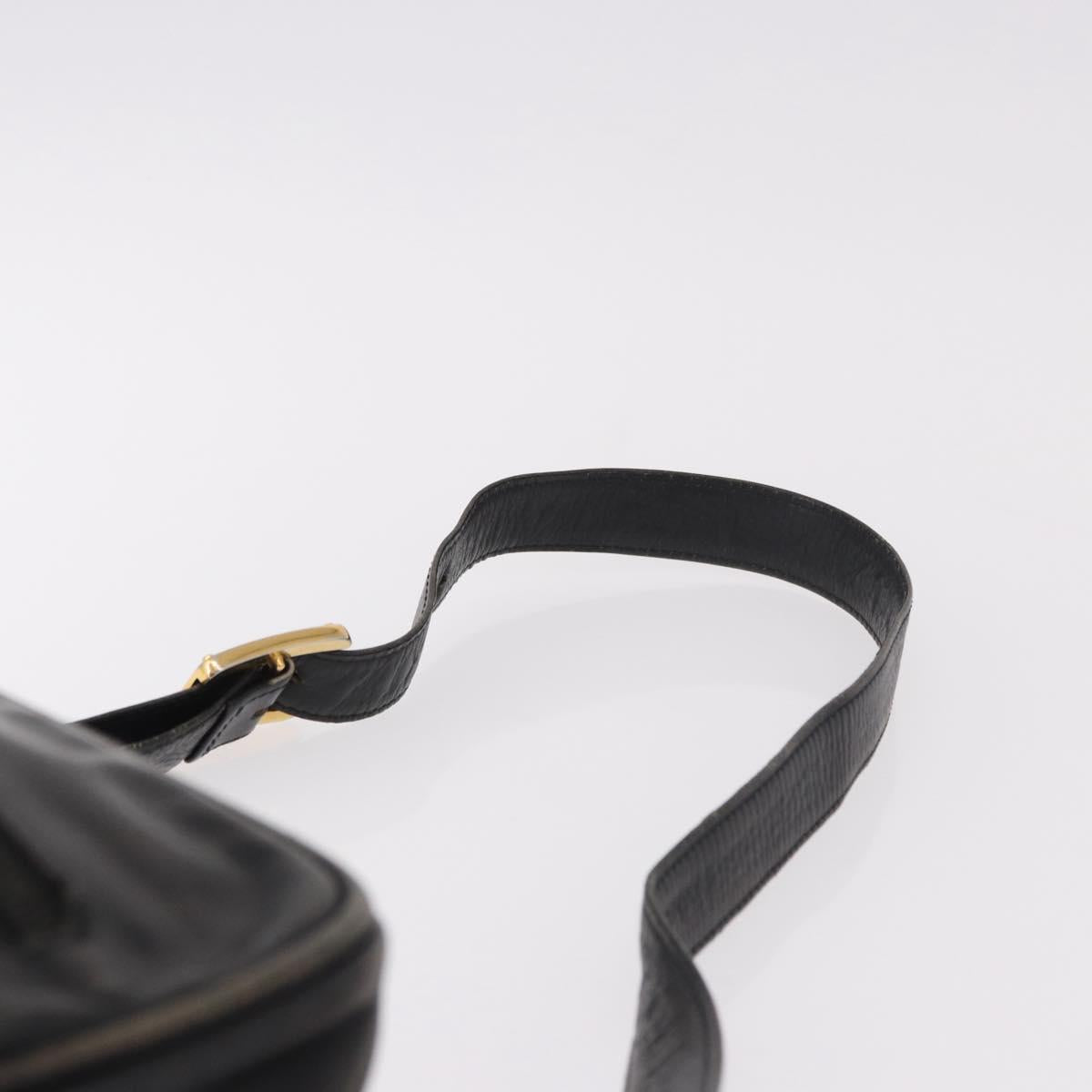LOEWE Anagram Shoulder Bag Leather Black Gold Auth ka5143