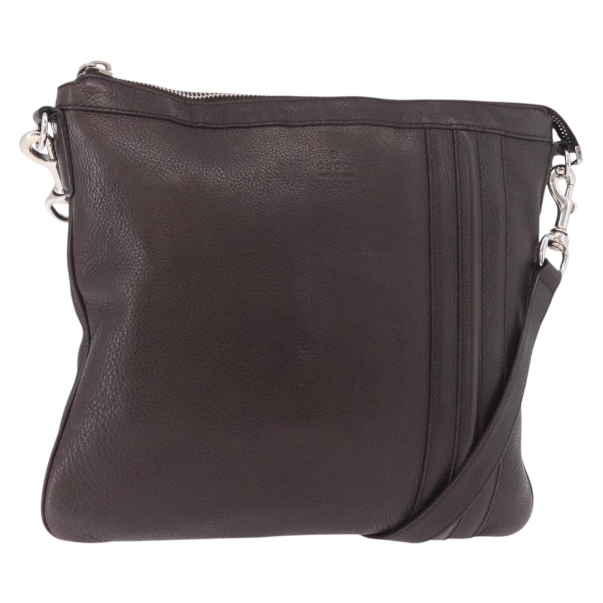 GUCCI Shoulder Bag Leather Black Silver 233329 Auth ka5144A