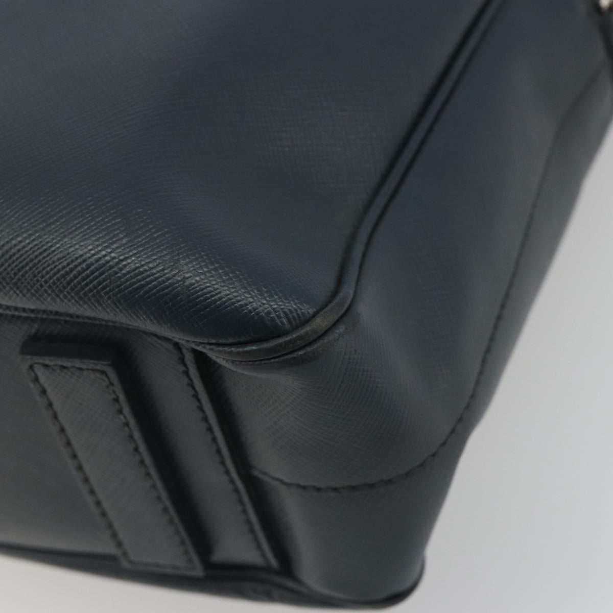 PRADA Business Bag Saffiano leather Navy Silver Auth ka5145