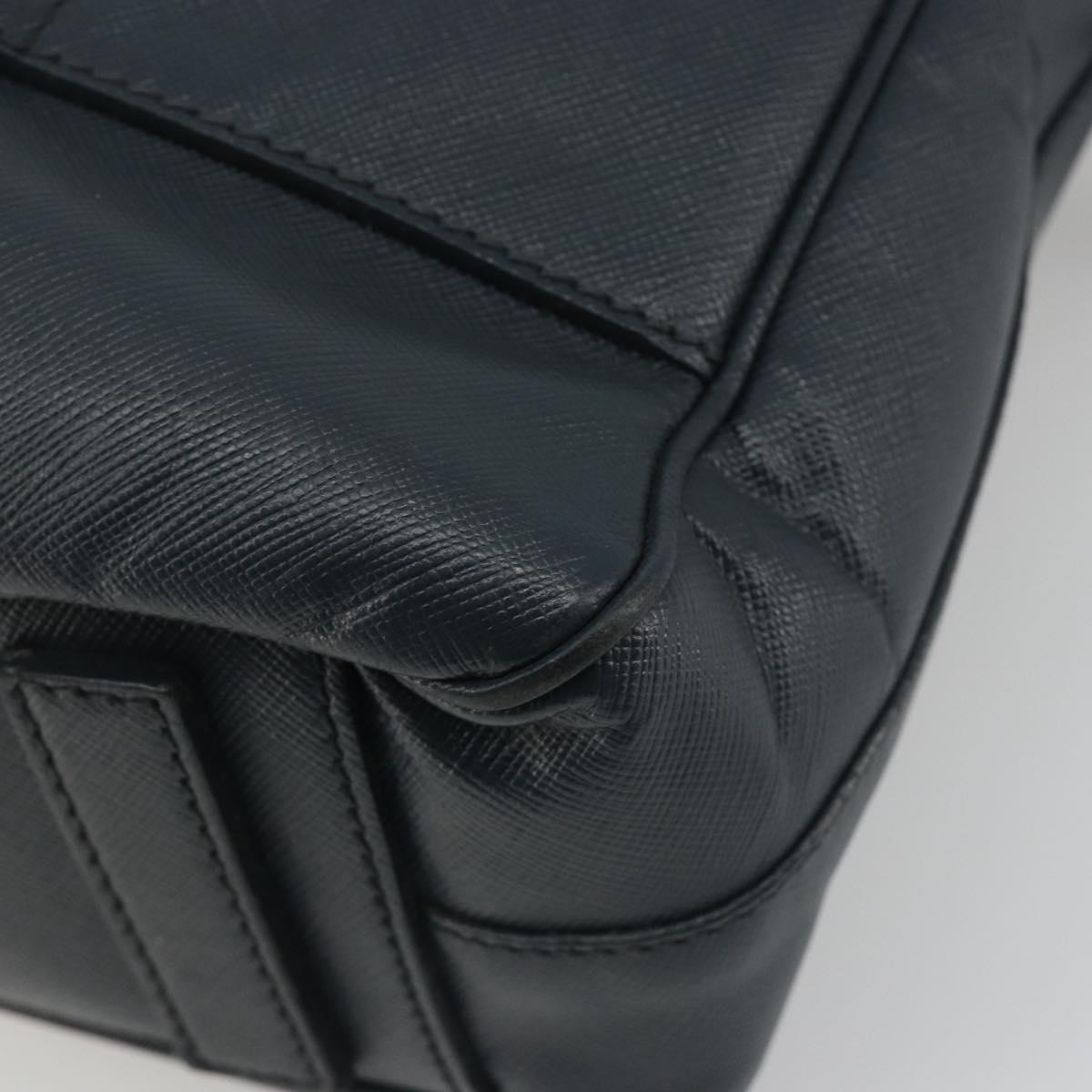 PRADA Business Bag Saffiano leather Navy Silver Auth ka5145