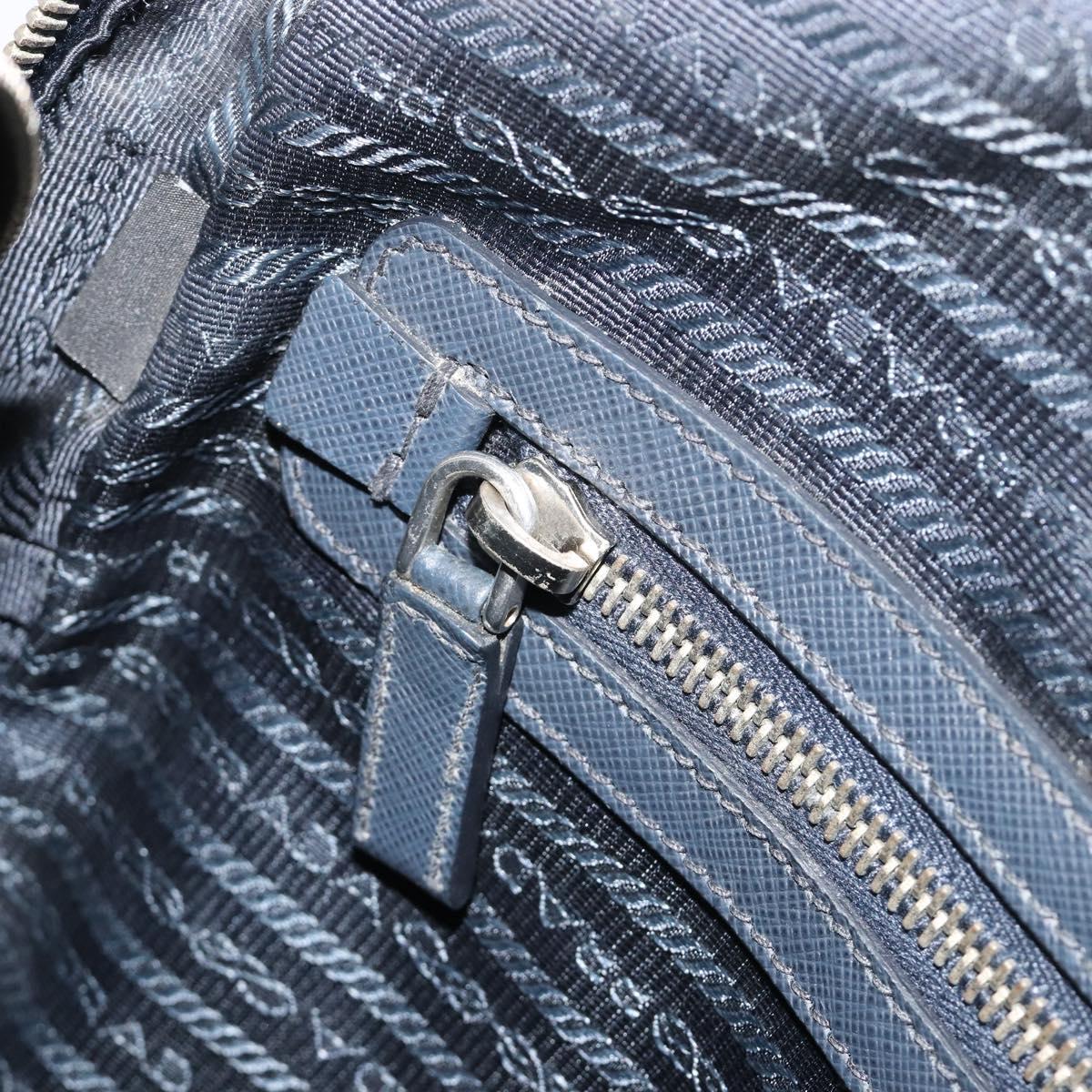 PRADA Business Bag Saffiano leather Navy Silver Auth ka5145