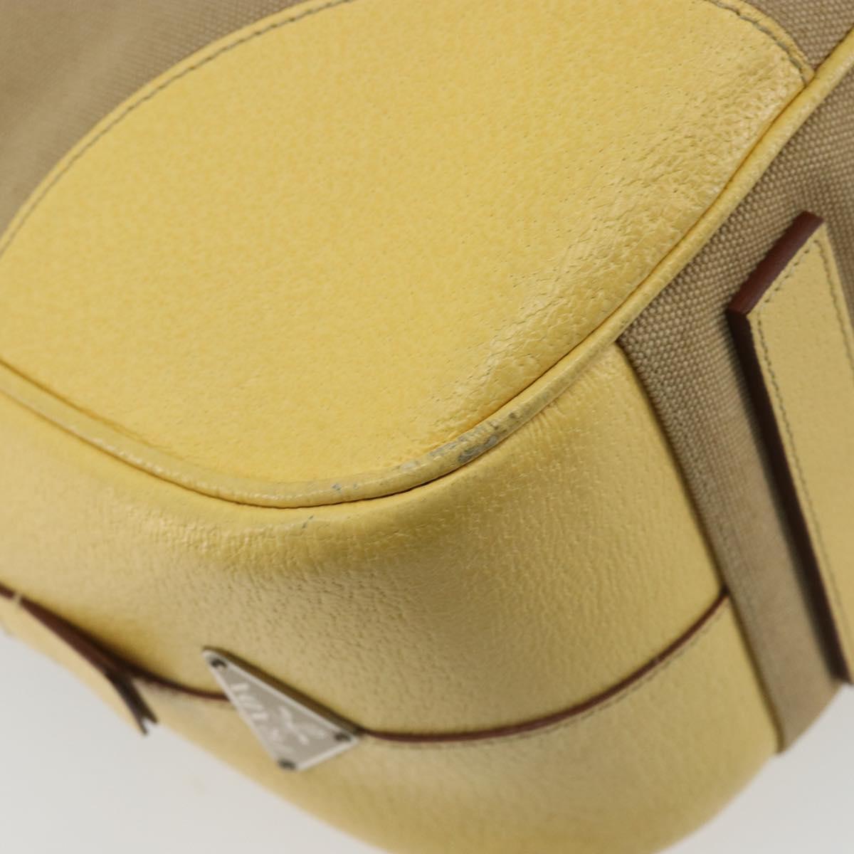 PRADA Hand Bag Canvas Beige Silver Auth ka5146A