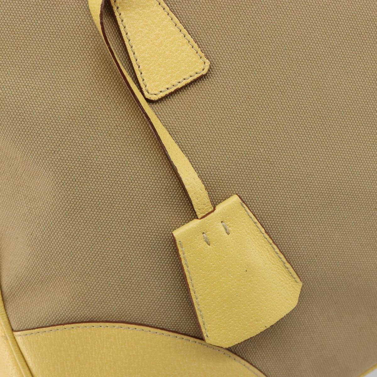 PRADA Hand Bag Canvas Beige Silver Auth ka5146A