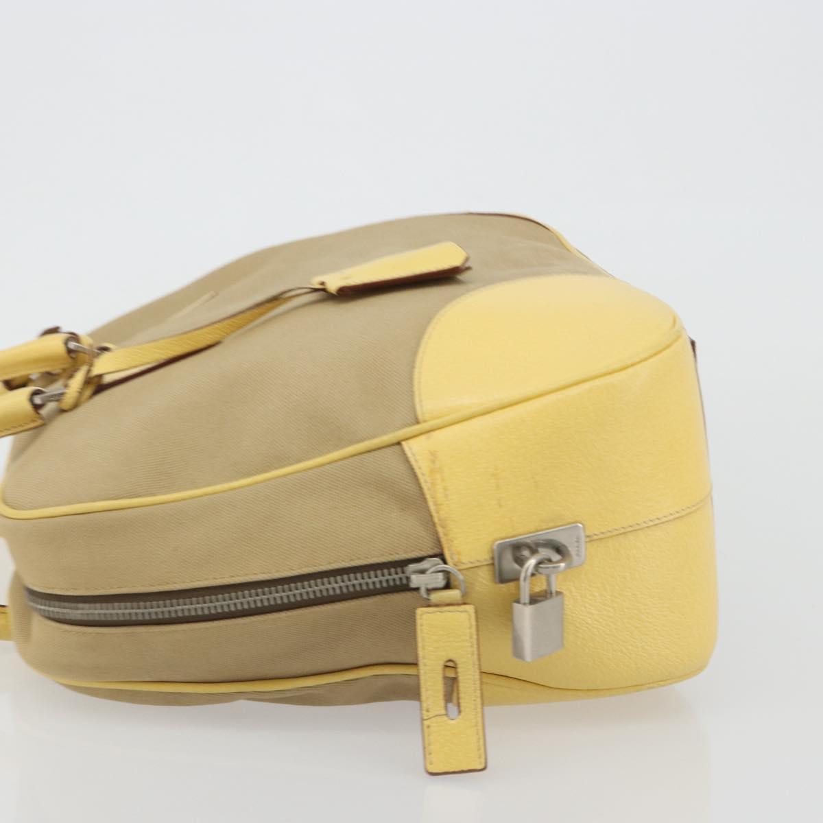PRADA Hand Bag Canvas Beige Silver Auth ka5146A