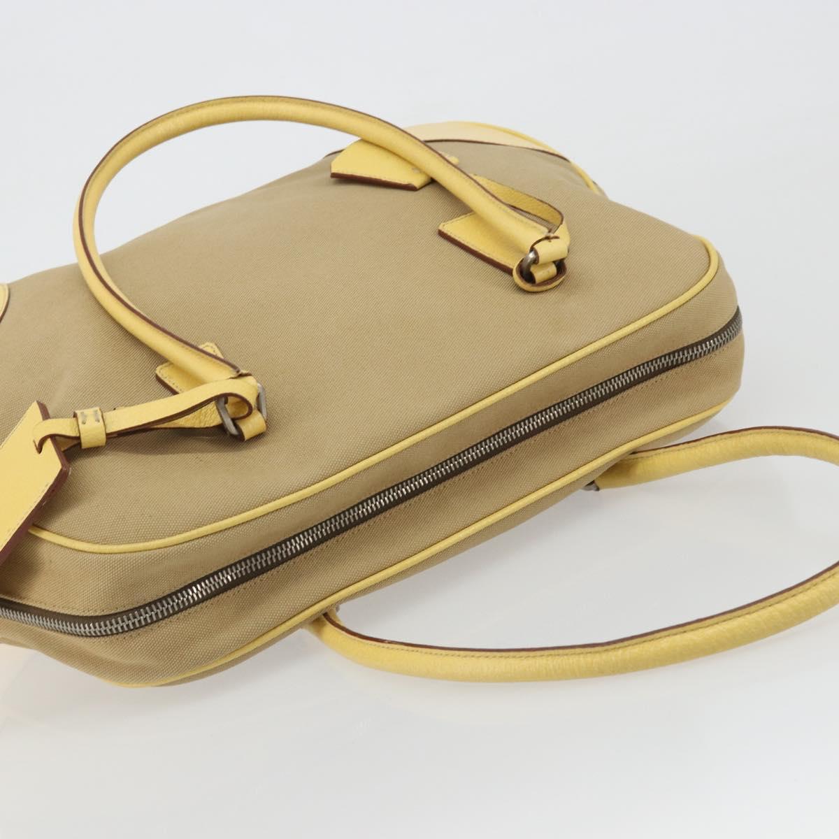 PRADA Hand Bag Canvas Beige Silver Auth ka5146A