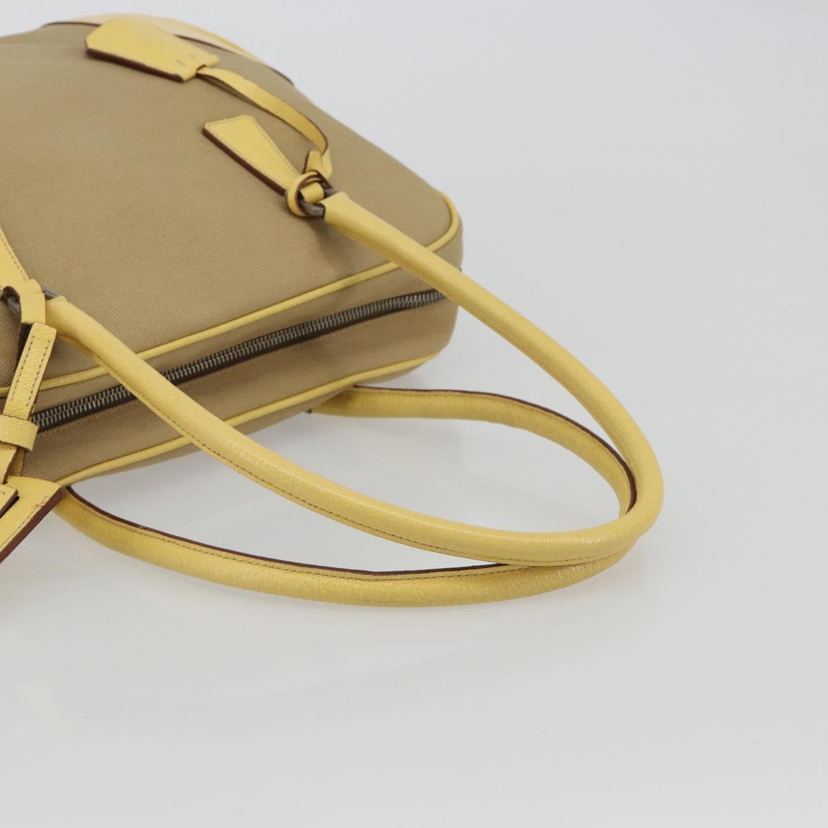 PRADA Hand Bag Canvas Beige Silver Auth ka5146A