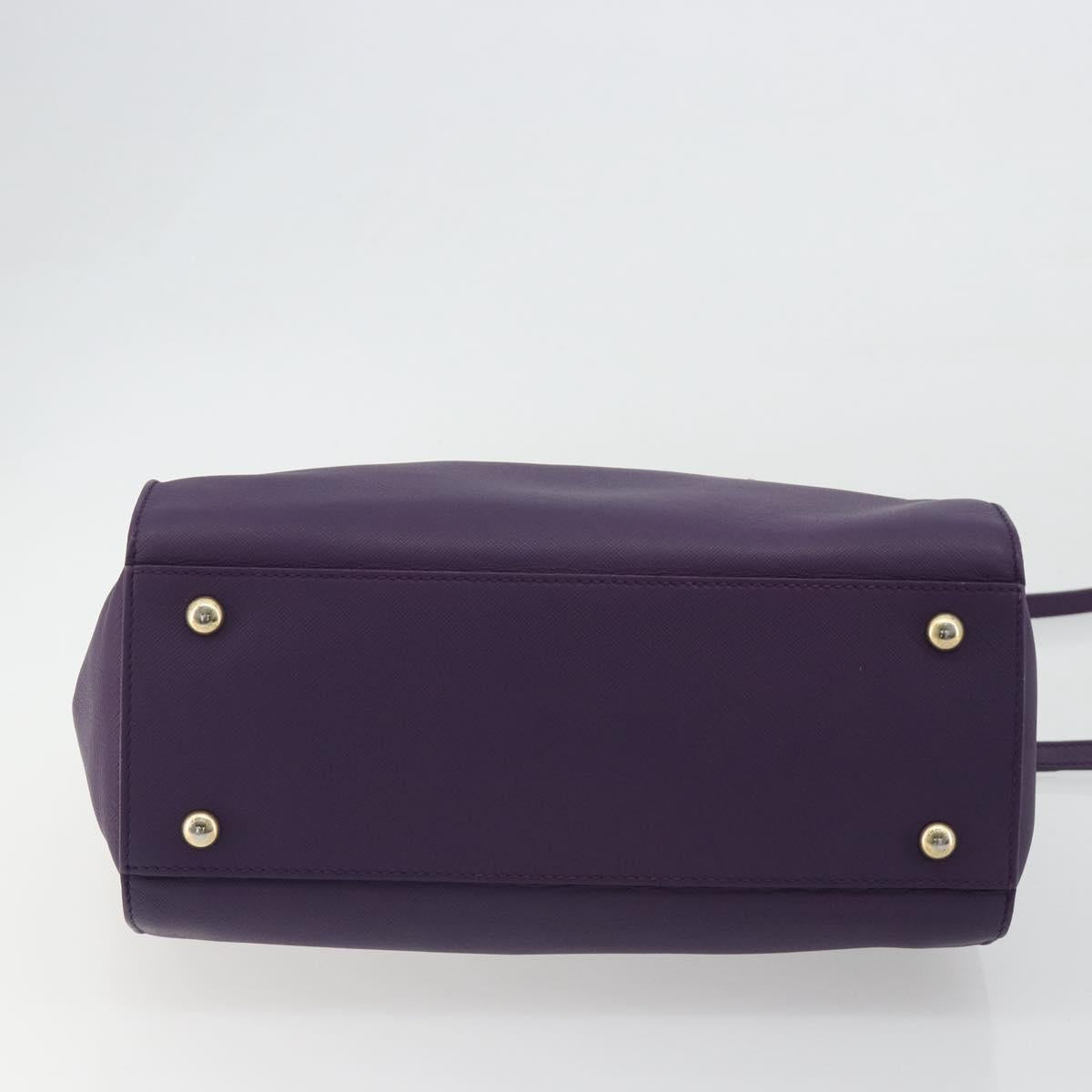 Salvatore Ferragamo Gancini Hand Bag Leather 2way Purple Gold Auth ka5151A