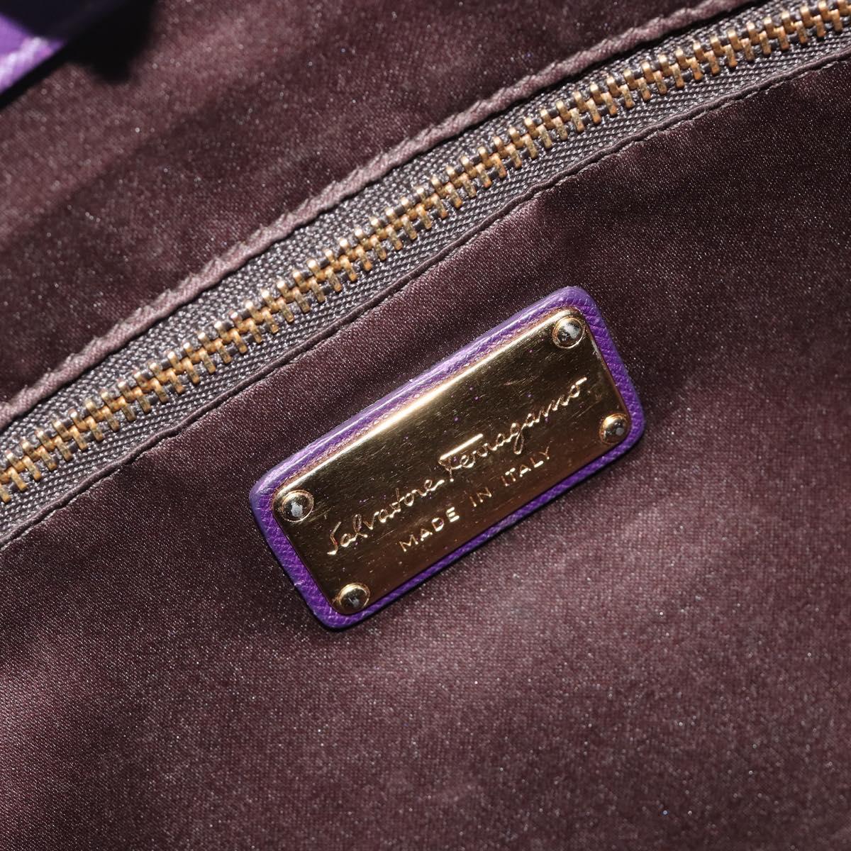 Salvatore Ferragamo Gancini Hand Bag Leather 2way Purple Gold Auth ka5151A