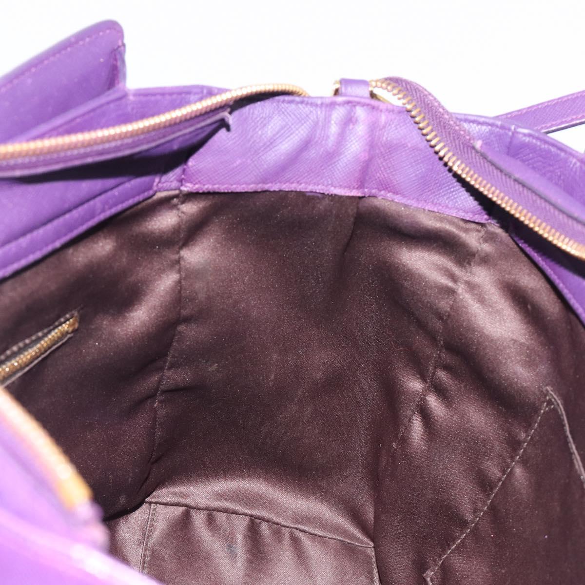 Salvatore Ferragamo Gancini Hand Bag Leather 2way Purple Gold Auth ka5151A