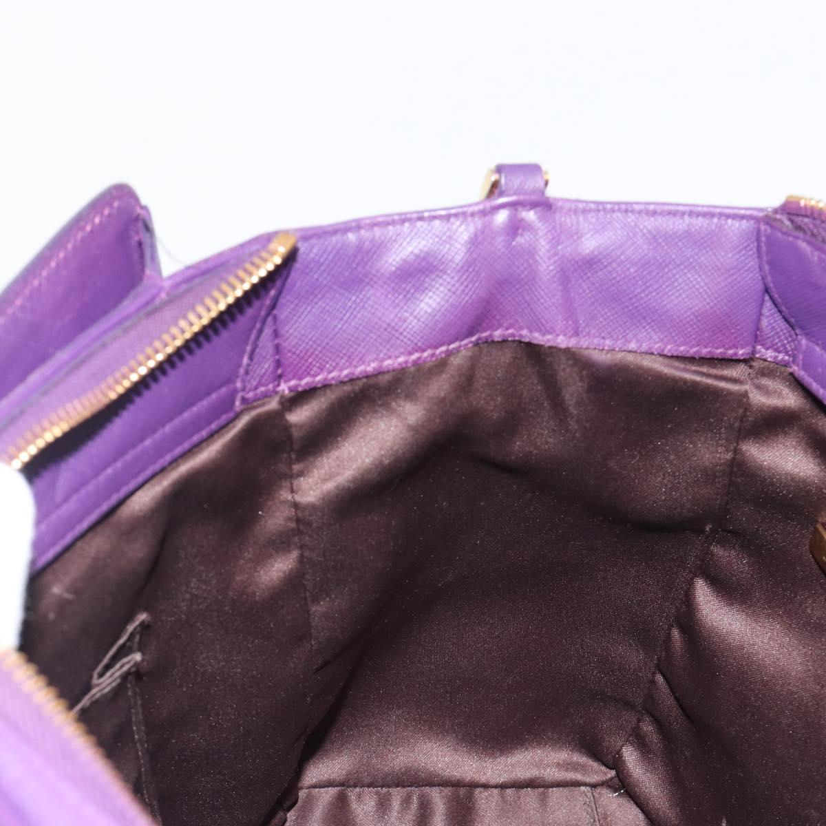 Salvatore Ferragamo Gancini Hand Bag Leather 2way Purple Gold Auth ka5151A