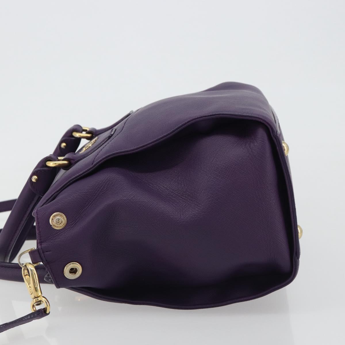 Salvatore Ferragamo Gancini Hand Bag Leather 2way Purple Gold Auth ka5151A