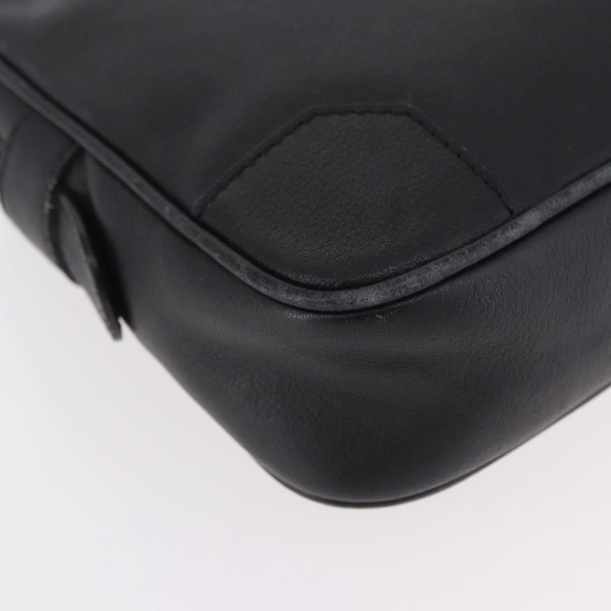 CELINE Clutch Bag Leather Black Silver Auth ka5153