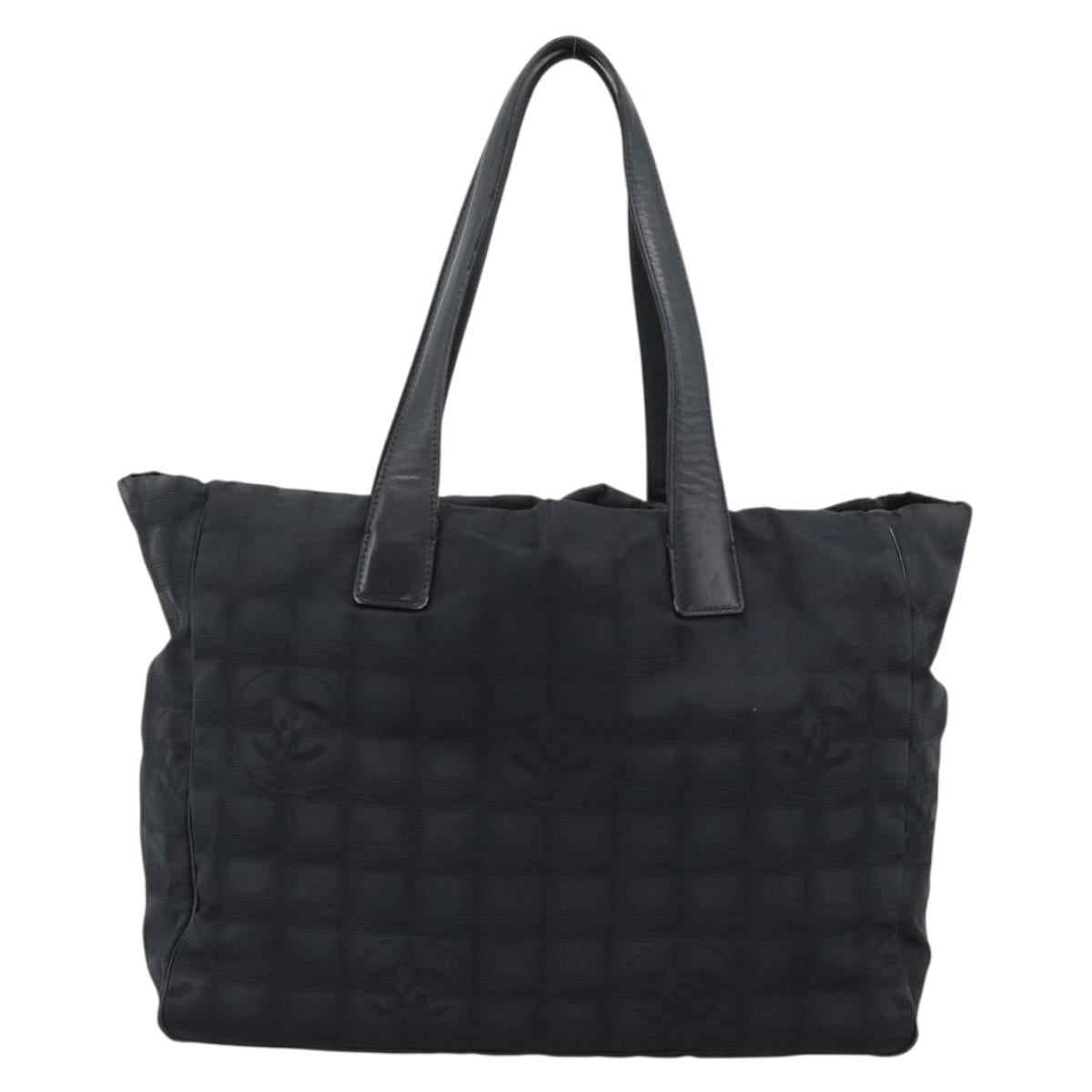 CHANEL New Travel Line Tote Bag Nylon Black CC Auth ka5162
